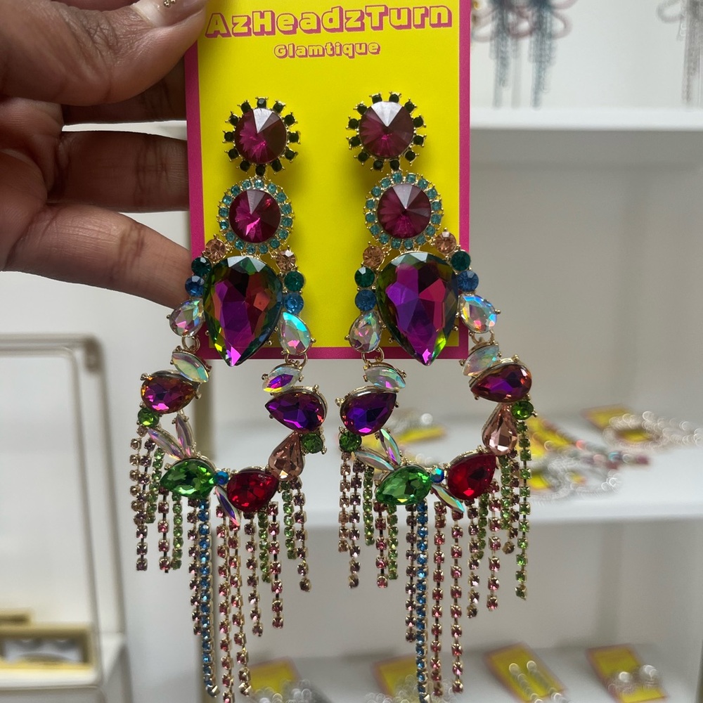 Oversized Drop Rhinestone Earrings
